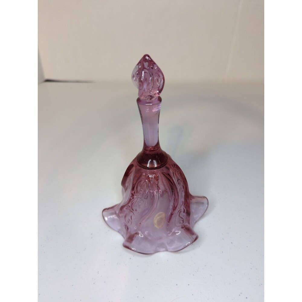 Vintage Fenton Art Glass Temple Dusty Rose Cabbage Bell Ruffled Base W/ Sticker - Picture 7 of 9